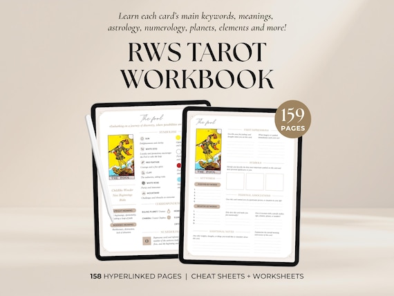 Rider Waite Tarot Workbook: Cheat Sheets & Worksheets (Digital Download)