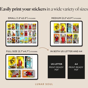 Tarot Card Stickers 78 Rider Waite Cards for Beginner and Advanced Witch Digital Witchy Printable Stickers afbeelding 3