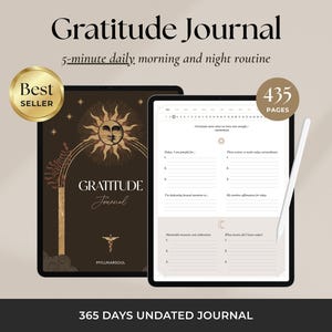Digital Gratitude Journal | 5-Minute Daily Morning and Night Routine for iPad, GoodNotes | Mindfulness, Wellness and Manifestation Planner