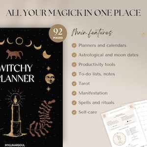 2026 Witchy Planner: Astrology, Tarot Journal, Moon Calendar (Printable Calendar 2026 PDF) image 2
