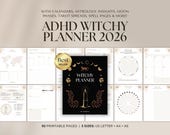2026 Witchy Planner: Astrology, Tarot Journal, Moon Calendar (Printable Calendar 2026 PDF)