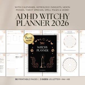 2026 Witchy Planner: Astrology, Tarot Journal, Moon Calendar (Printable Calendar 2026 PDF)