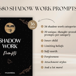 Shadow Work 680 Prompts | Inner Child Healing Anxiety Relationships Self-Therapy | Spiritual Digital Workbook | Shadow Work Journal Basics image 2