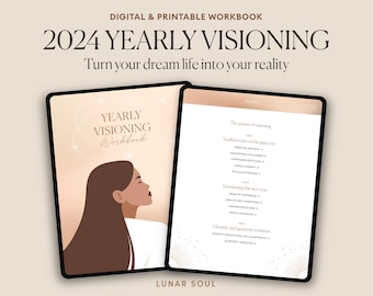 2024 Yearly Intentions Visioning Workbook | End of Year Reflection and Review, New Year Resolution | Manifestation Journal | Vision Board