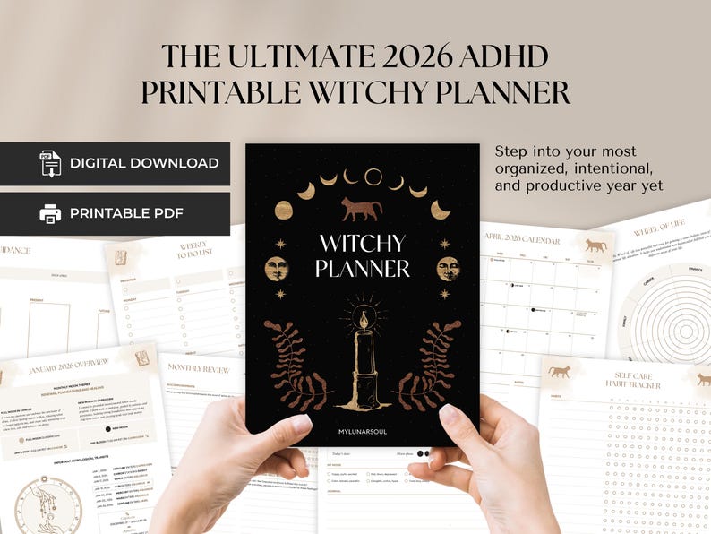 2026 Witchy Planner: Astrology, Tarot Journal, Moon Calendar (Printable Calendar 2026 PDF) image 12