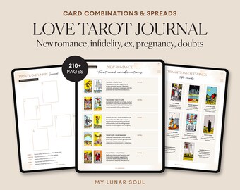 Love Tarot Cheat Sheets Journal | Rider Waite Love Card Meaning for Beginner and Advanced Witch | Digital Workbook for iPad, GoodNotes