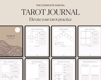 Digital Tarot Journal | Daily Card Reading, Tarot Spreads | Tarot Workbook Notebook Planner | Witch, Grimoire, Oracle, Deck | Printable