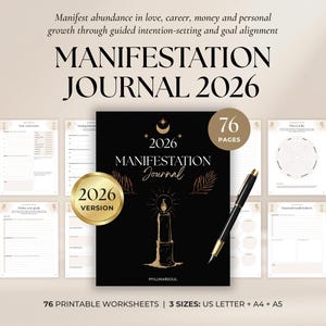 2026 Manifestation Journal: Goal Planning and Vision Board Grimoire (Printable PDF)