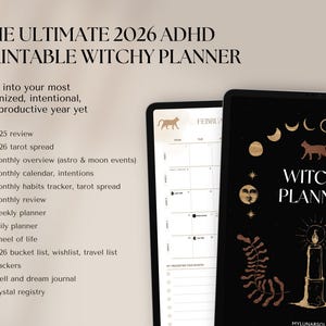 2026 Witchy Planner: Astrology, Tarot Journal, Moon Calendar (Printable Calendar 2026 PDF) image 8