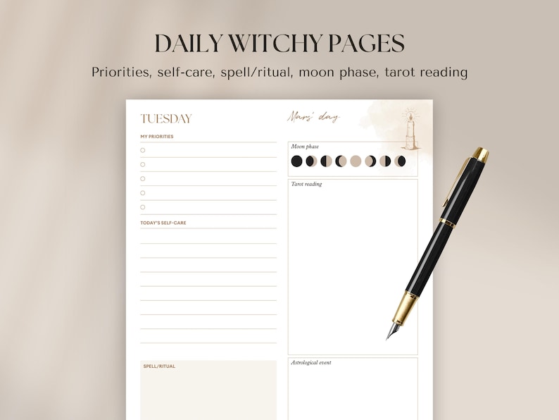 2026 Witchy Planner: Astrology, Tarot Journal, Moon Calendar (Printable Calendar 2026 PDF) image 6