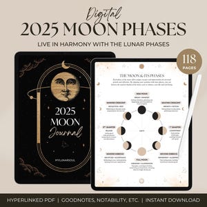 2025 Moon Magic Journal Grimoire Pages | Moon Calendar, Moon Phases, Moon Zodiac, Lunar Spell Ritual | Witchcraft Grimoire, Witch Printables
