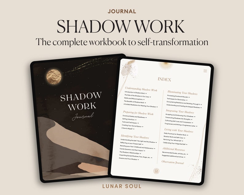 Shadow Work Journal 200 Anxiety and Inner Child Healing Prompts and Exercises Spiritual Digital Workbook for iPad, GoodNotes afbeelding 1