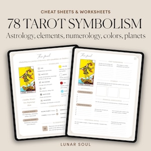 Tarot Symbolism Cheat Sheets Journal | 78 Rider Waite Card Meaning for Beginner and Advanced Witch | Digital Workbook for iPad, GoodNotes