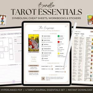 Tarot Journal Bundle | Tarot Symbolism Cheat Sheets, Spreads | Rider Waite Card | Witch, Grimoire, Oracle, Deck | Beginner Advanced Witch