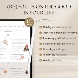Digital Gratitude Journal | 5-Minute Daily Morning and Night Routine for iPad, GoodNotes | Mindfulness, Wellness and Manifestation Planner image 2