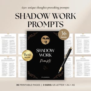 Shadow Work 680 Prompts | Inner Child Healing Anxiety Relationships Self-Therapy | Spiritual Digital Workbook | Shadow Work Journal Basics