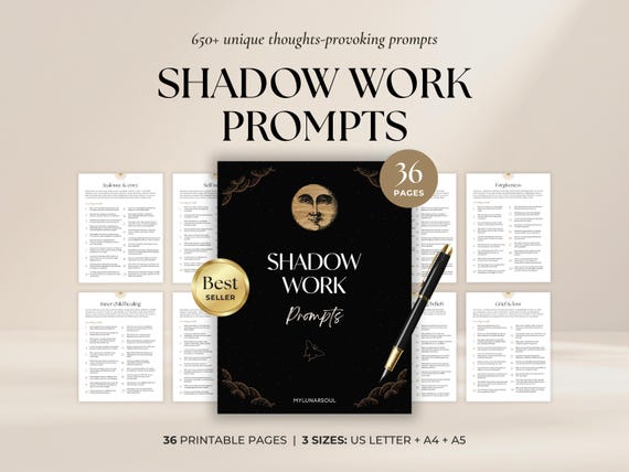 Shadow Work 680 Prompts | Inner Child Healing Anxiety Relationships Self-Therapy | Spiritual Digital Workbook | Shadow Work Journal Basics