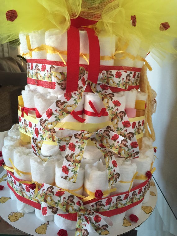 beauty and the beast diaper cake