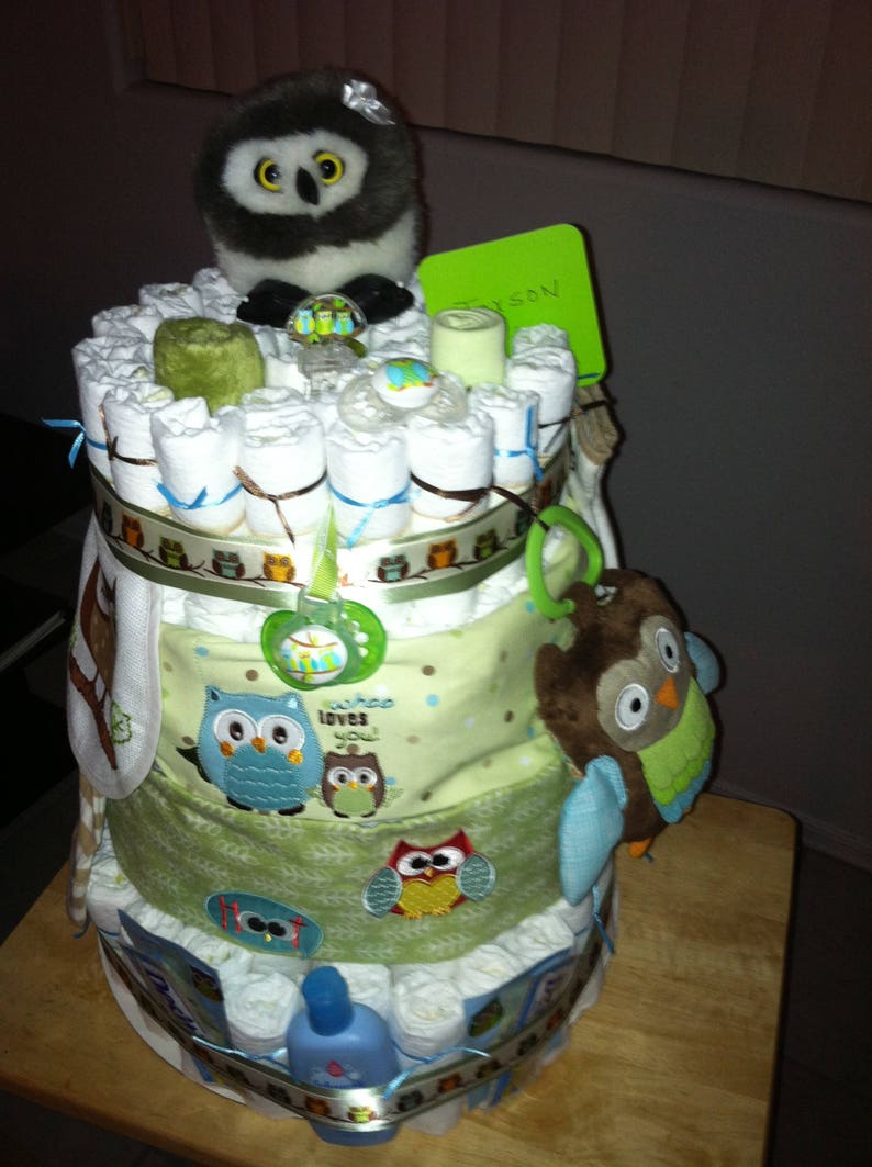 owl baby shower cake