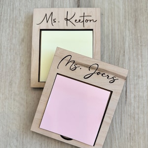 Personalized Post-It Note Holder | Engraved Teacher Gift | Sticky Notepad | New Job Present