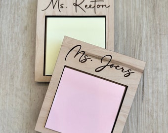 Personalized Post-It Note Holder | Engraved Teacher Gift | Sticky Notepad | New Job Present