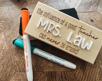 Personalized Dry Erase Chalkboard Eraser | Engraved Teacher Gift | Classroom Eraser  | Teacher Appreciation