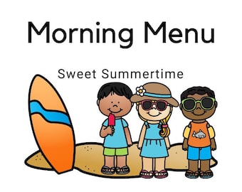 Summer Morning Menu | Preschool and Early Elementary Morning Work