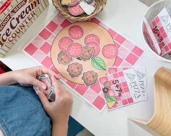 Pizza Addition Game Printable | Math Manipulatives Pretend Play | 1st Grade Addition Activity | Kindergarten Math Center | Pizza Math Game