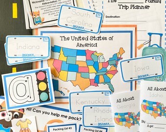 Play and Learn Road Trip USA, Preschool Activities, Homeschool Resources, Printables, Sight Words, Montessori, Unit Study