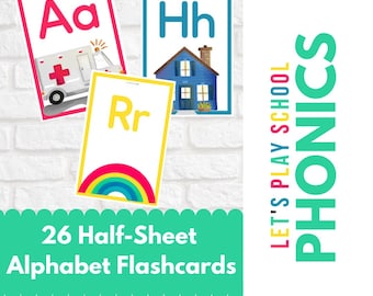 Alphabet Flashcards, Classroom Decor, Preschool Printables Early Learning, Learning to Read, Homeschool Resources, Montessori