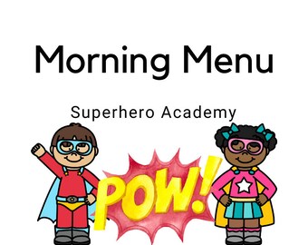 Superhero Menu | Preschool and Early Elementary Morning Work