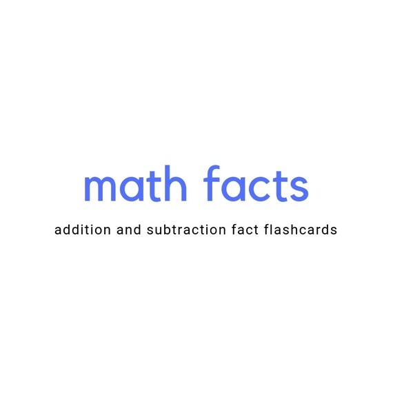 Math Facts Addition And Subtraction Fact Flashcards Number 0 Etsy