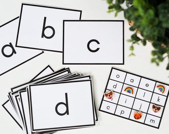 Alphabet and Number Bingo with Flashcards Printable - Preschool & Kindergarten Learning Activity - Montessori - Early Learning