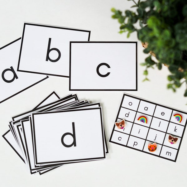 Bingo alphabet et nombres avec flashcards imprimables - Activité d’apprentissage préscolaire et maternelle - Montessori - Apprentissage précoce