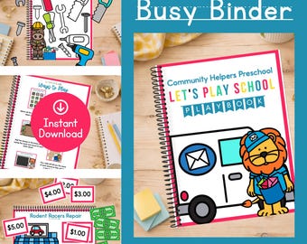 Community Helpers Preschool Busy Book Learning Binder - Summer - Alphabet Activities - Morning Menu