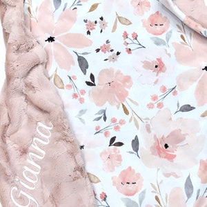 Grace Floral Personalized Blanket Lovey~Floral Lovey~ Indy Bloom Watercolor Floral Minky Blanket~Floral Crib Bedding~Girl Baby Blanket
