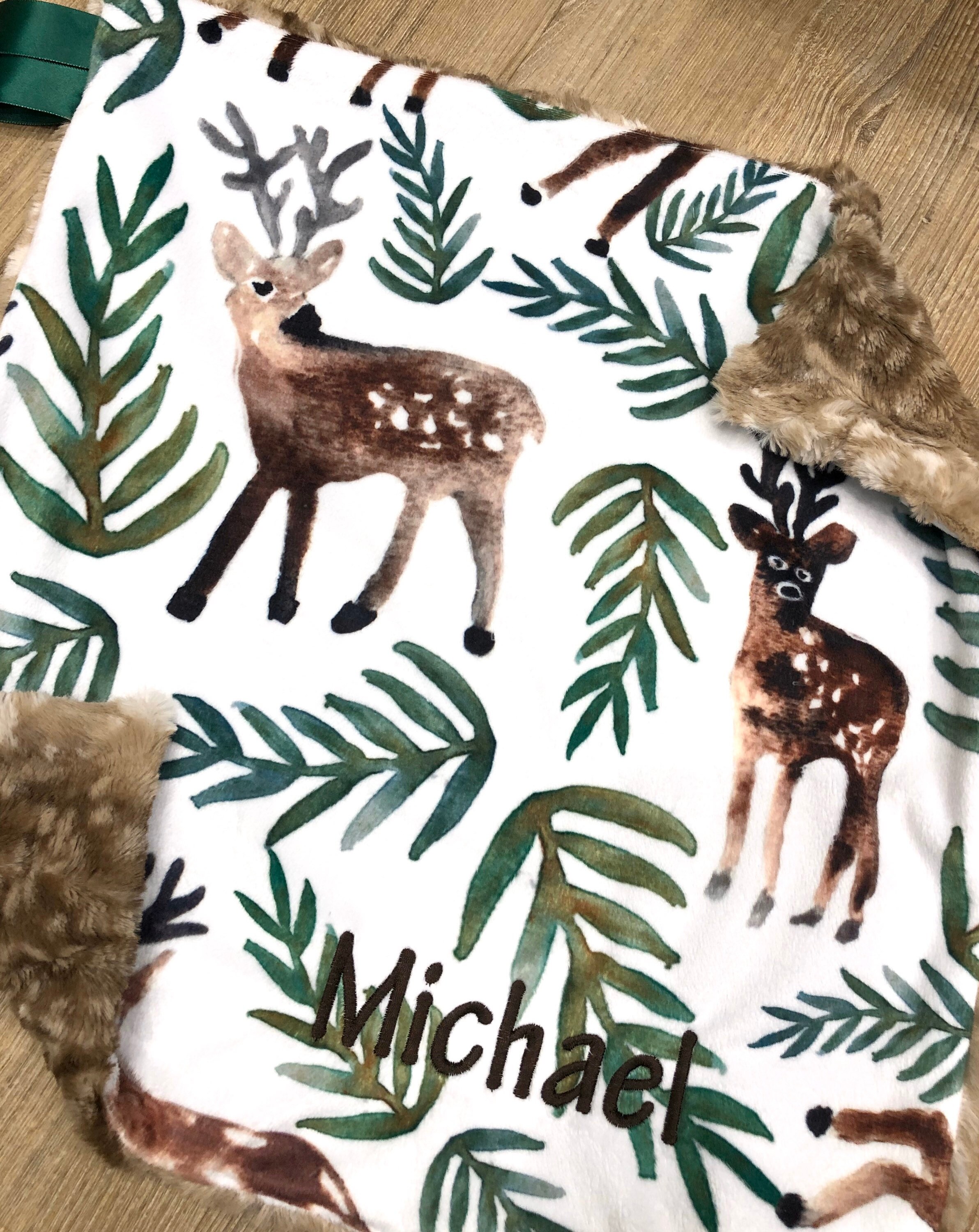 Deer Personalized Blanket LoveyWoodland Buck Minky Etsy