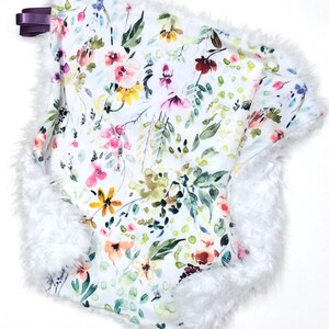 Floral Girl Blanket Floral LoveyPersonalized Wildflower Minky BlanketFloral Crib BeddingGirl Baby Gift image 2