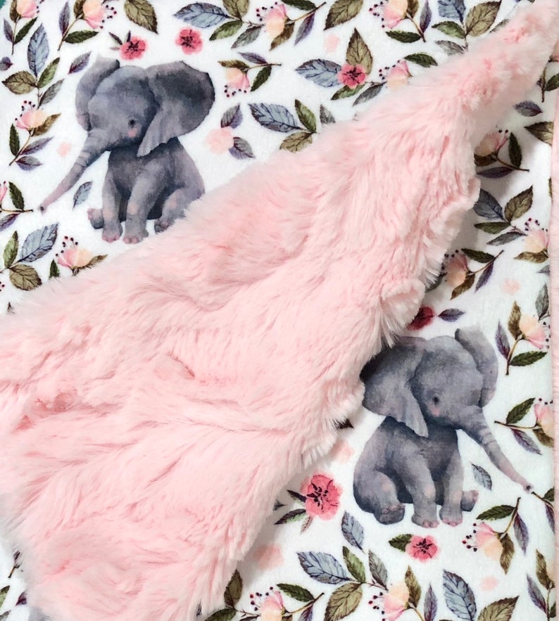 Elephant Baby Blanket LoveyPersonalized Pink Gray Elephant Etsy