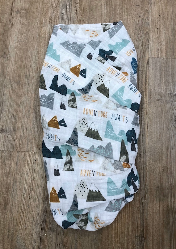 Swaddle Baby Blanket Adventure Awaits Mountain Organic Cotton Muslin Blanket Boy Baby Gift Adventure Mountain Nursery Crib Bedding Etsy Canada