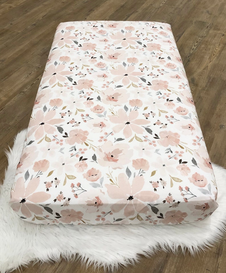 Fitted Crib Sheet Floral Watercolor Girl Nursery Bedding Etsy