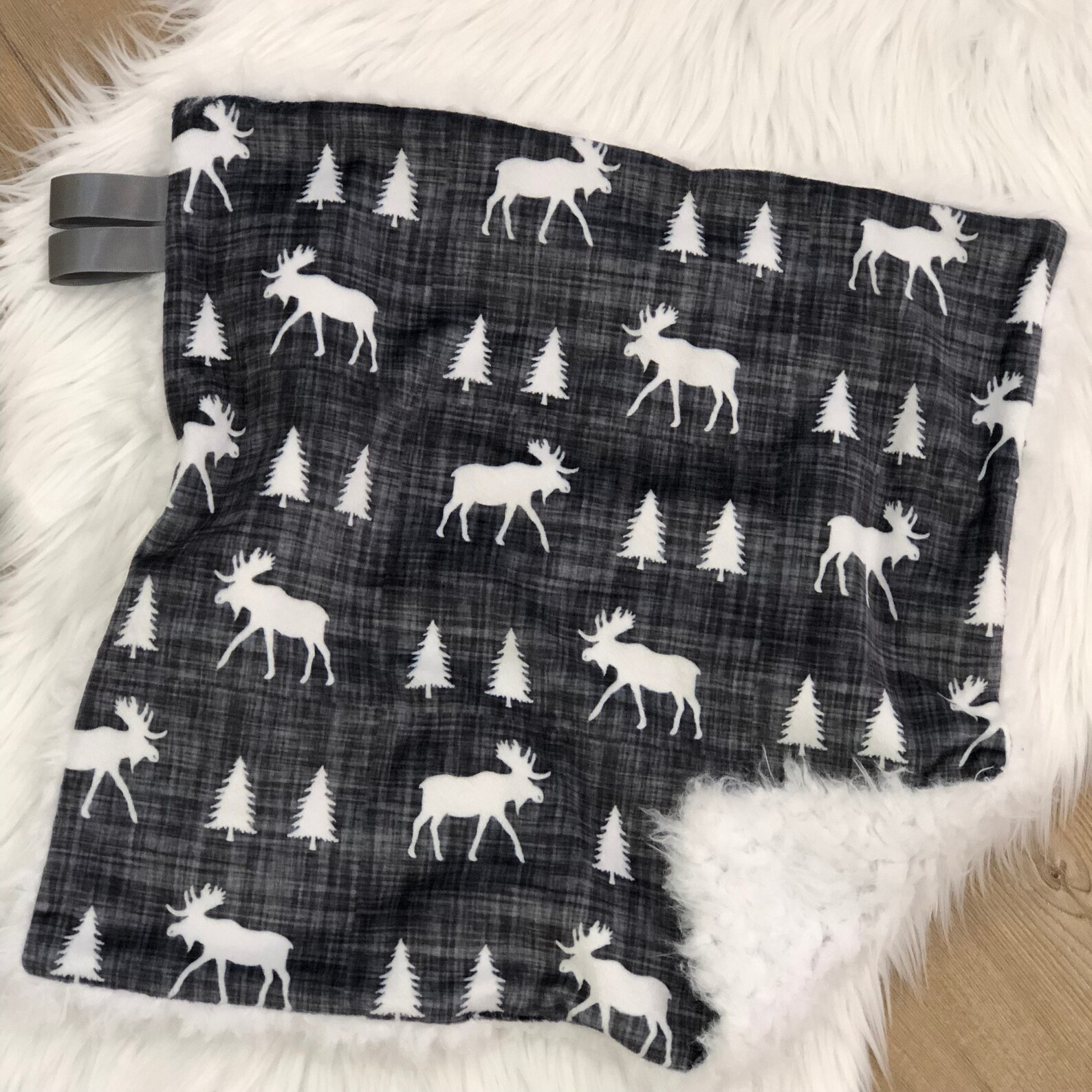 Personalized Woodland Moose Baby Blanket Loveygray Charcoal Etsy