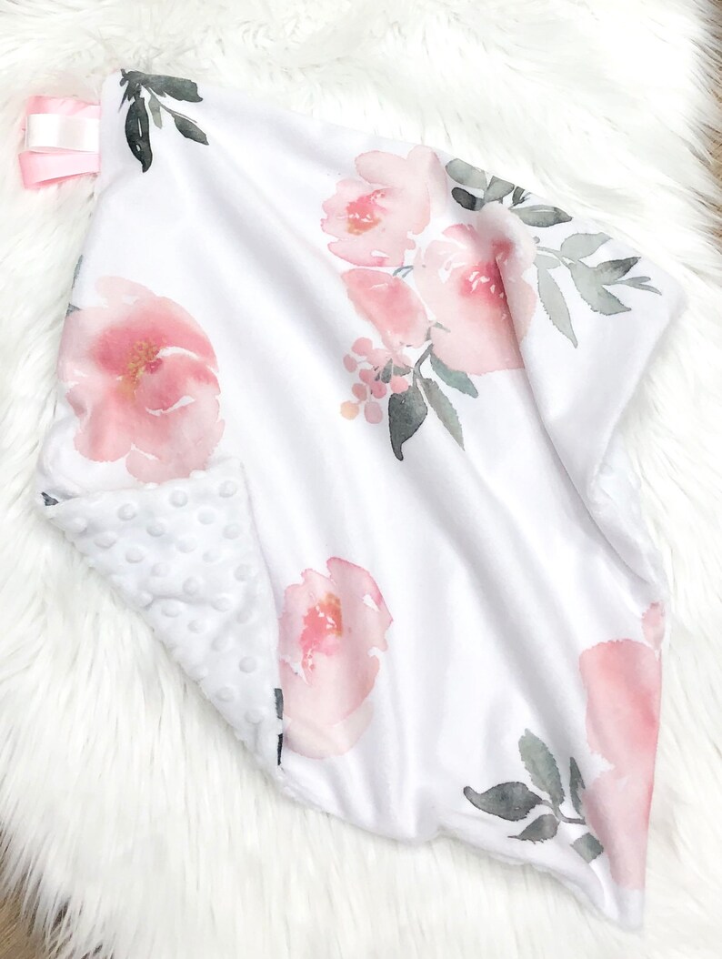 Personalized Floral Girl Blanket Monogrammed Blanket Floral Etsy