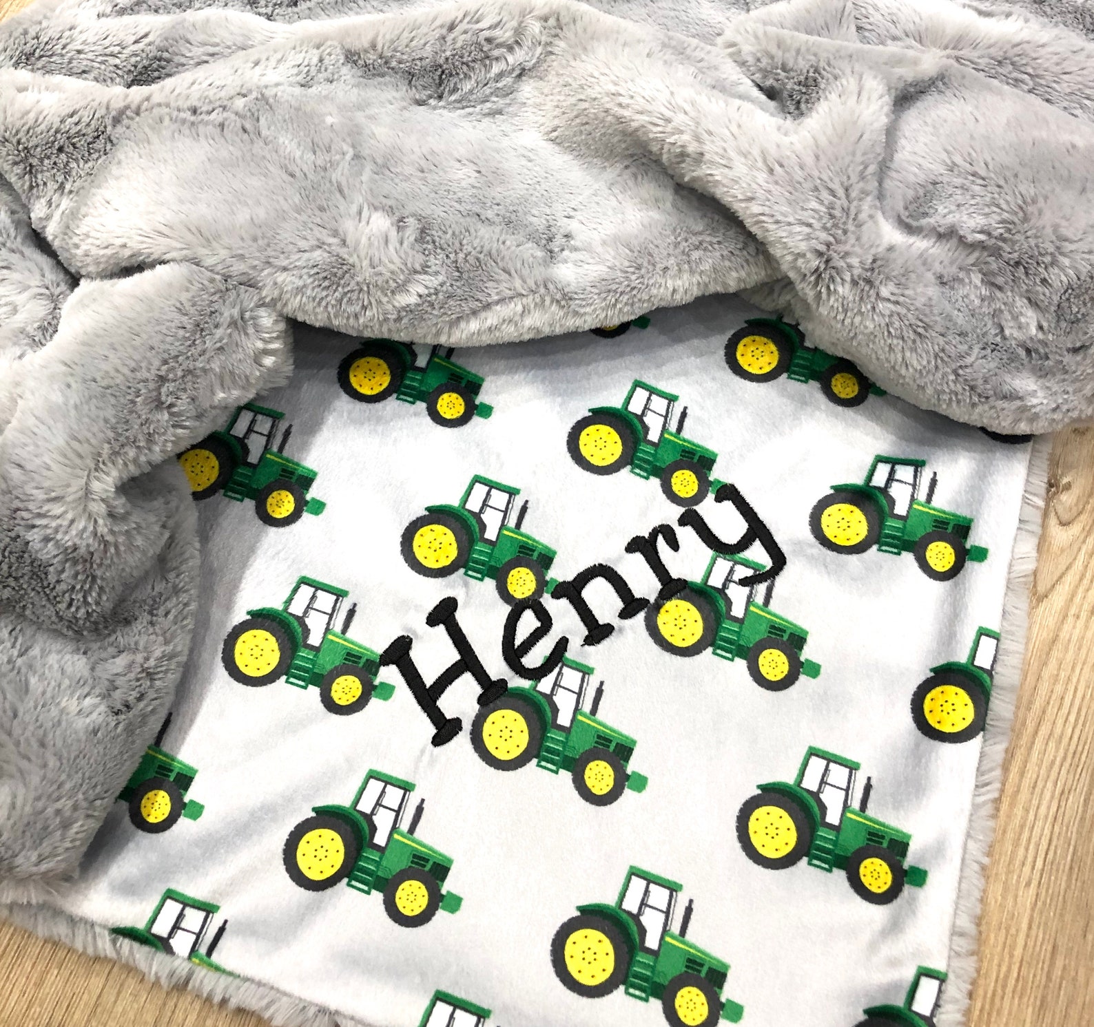 Personalized Tractor Boy Blanket Loveytractor Farm John Deere Etsy