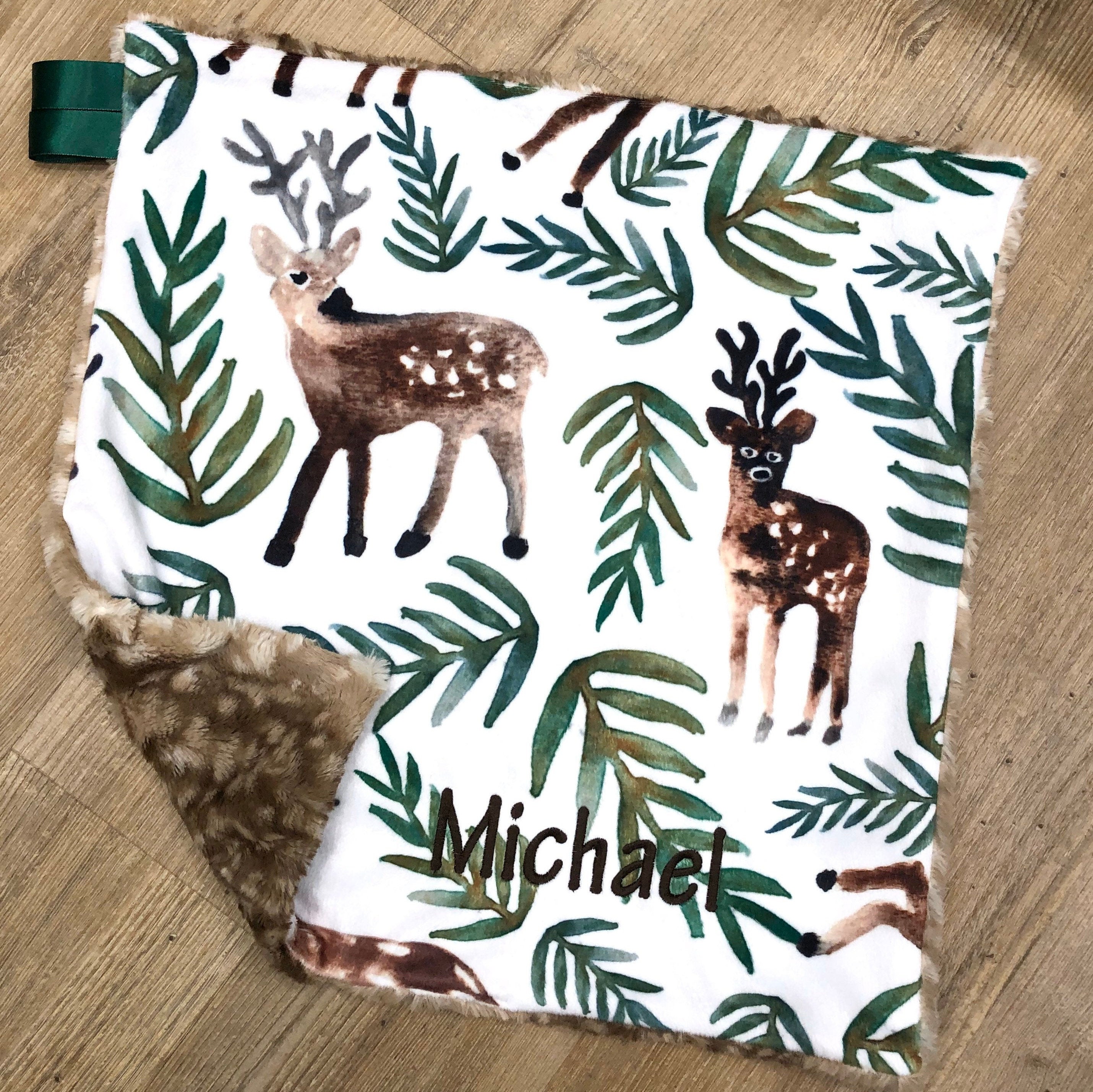 Deer Personalized Blanket LoveyWoodland Buck Minky Etsy
