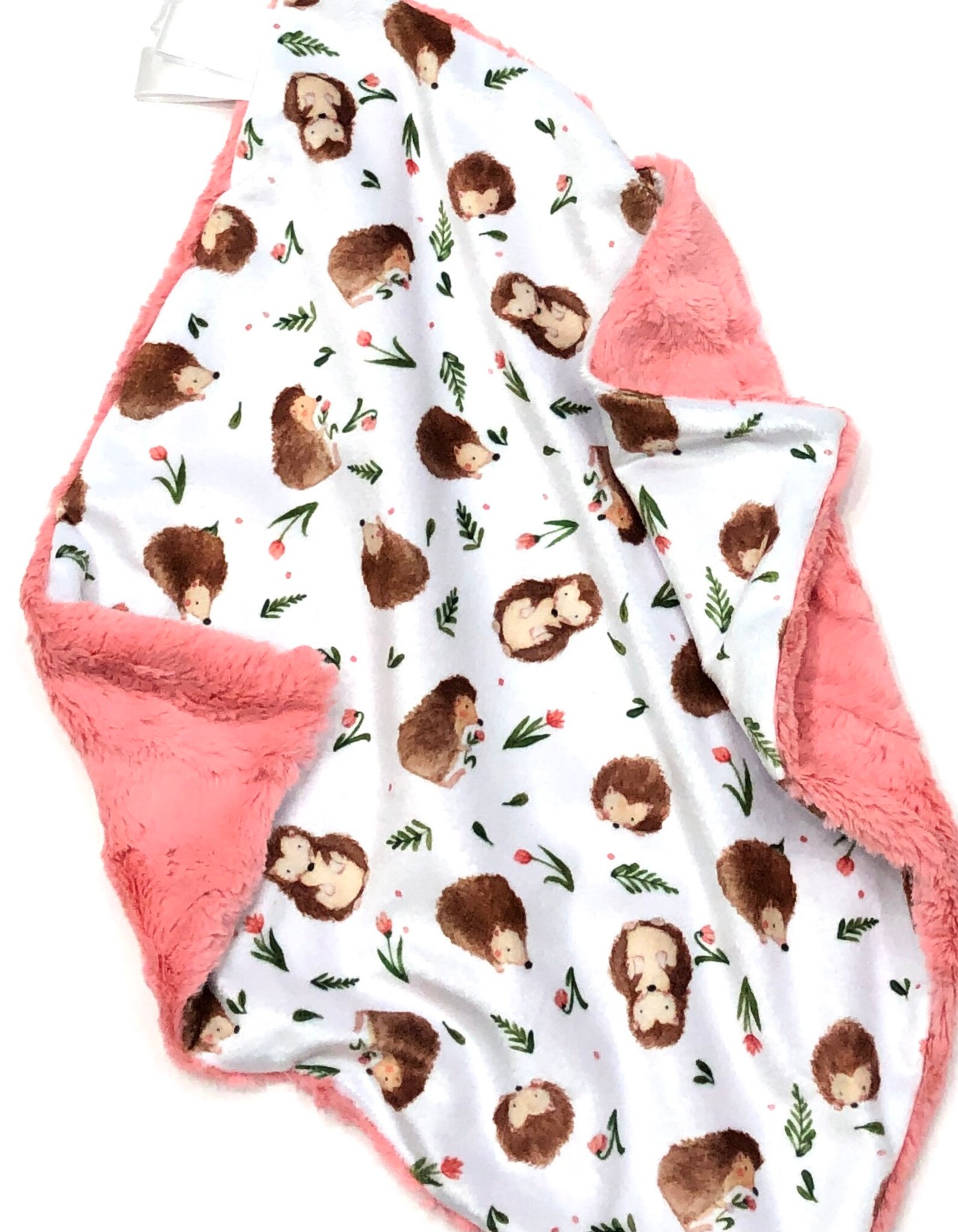 Hedgehog Floral Baby Blanket Loveypersonalized Woodland Etsy