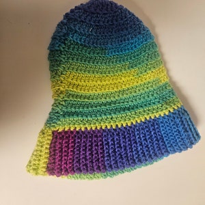 Crocheted Rainbow Slouchy Beanie