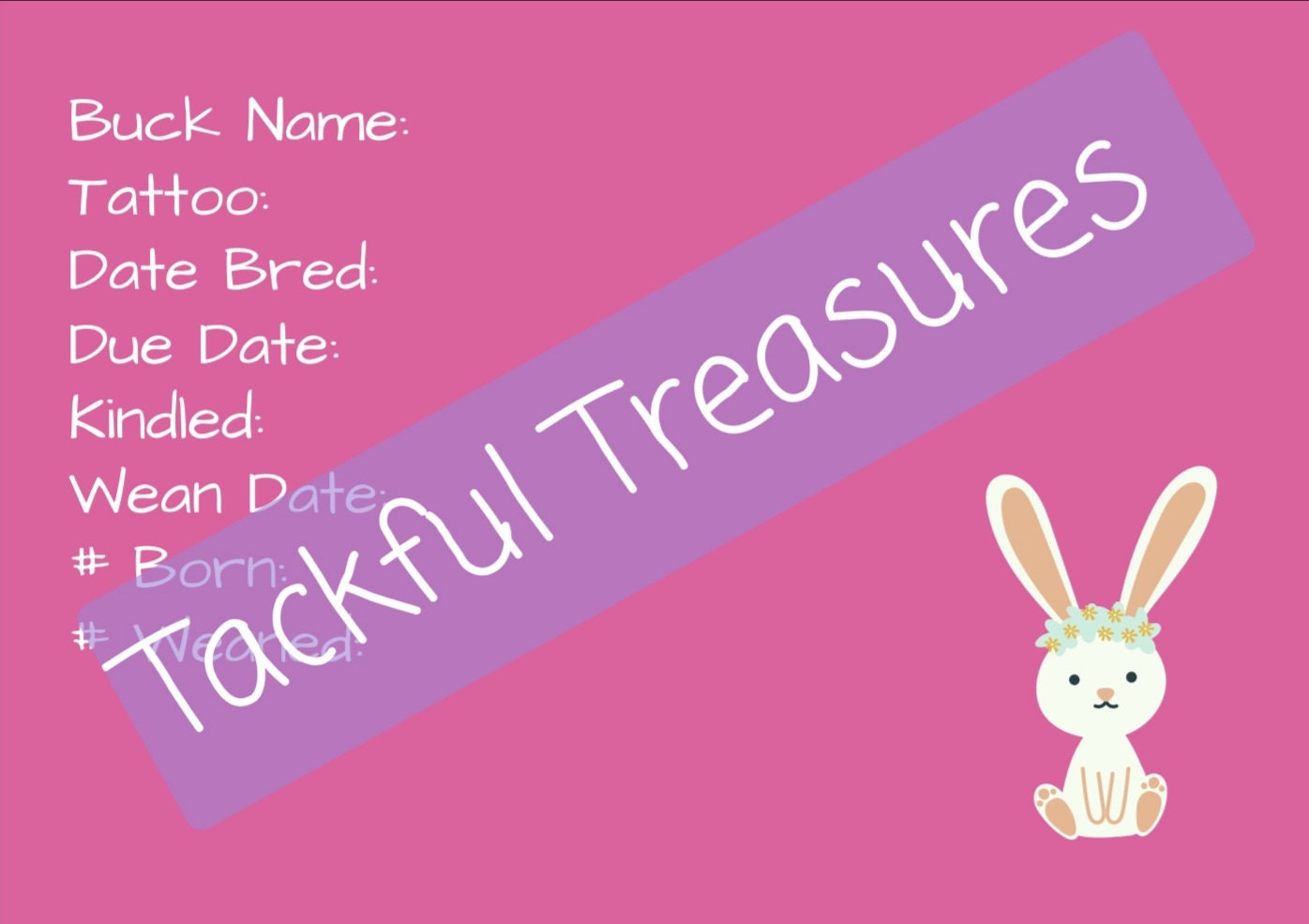 Adorable Notecard Rabbit Bunny Bunnies Cage Tag Breeding Tag Etsy Ireland