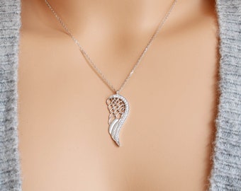 Angel Wing Necklace, Guardian Angel Necklace, Wing Necklace, Angel Wing Pendant, Angel Wings Necklace Silver, Sterling Silver Angel Necklace