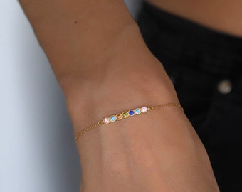 Custom 7 Birthstone Bracelet, Birthstone Bracelet, Personalized Birthstone Bracelet, Bracelet gift for mom, Gift for her, Gift under 100 usd